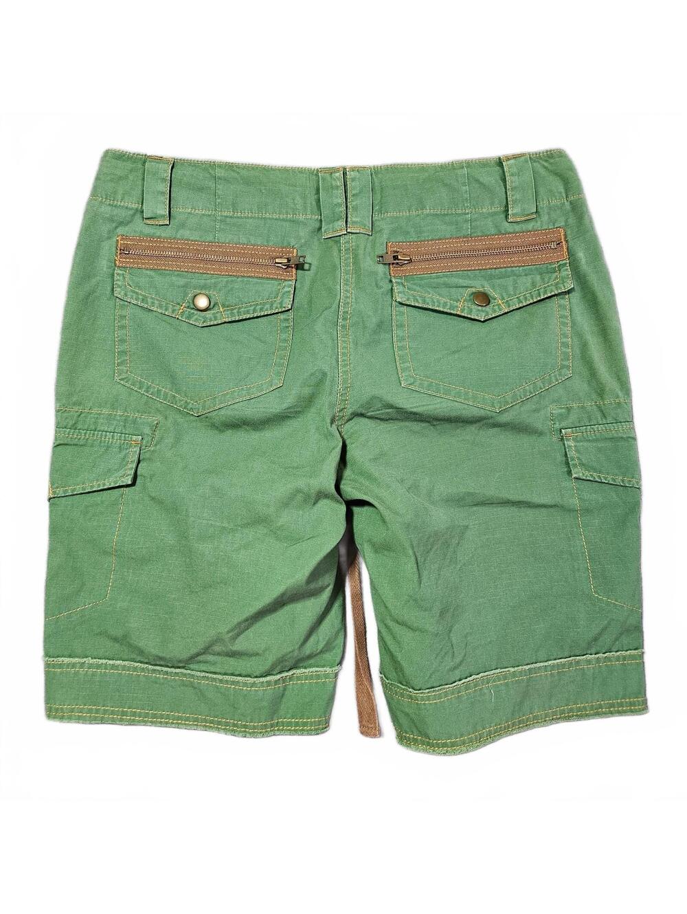 CAbi Women's Cargo Shorts Size 8 Green Cotton Utility Drawstring Waist Gorp Hike - Picture 2 of 6